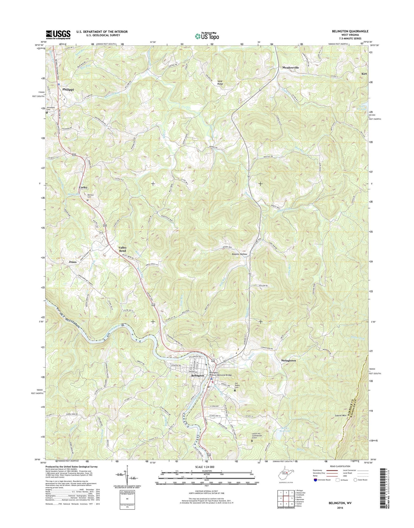Belington West Virginia US Topo Map Image
