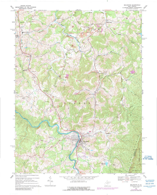 Classic USGS Belington West Virginia 7.5'x7.5' Topo Map Image
