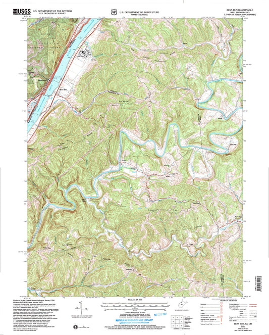 Classic USGS Bens Run West Virginia 7.5'x7.5' Topo Map Image