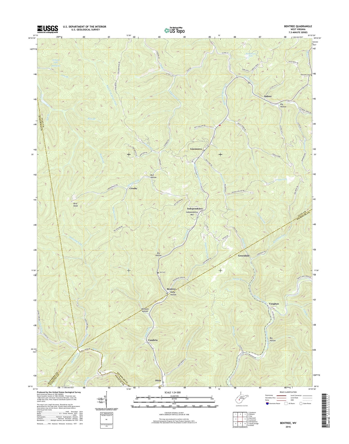 Bentree West Virginia US Topo Map Image
