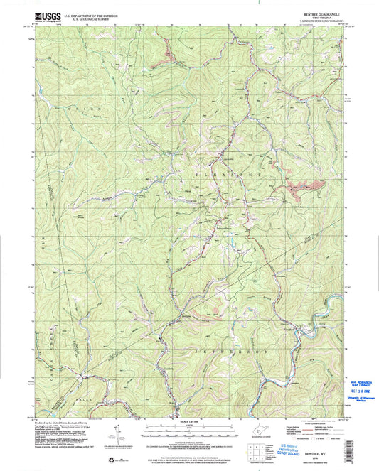 Classic USGS Bentree West Virginia 7.5'x7.5' Topo Map Image