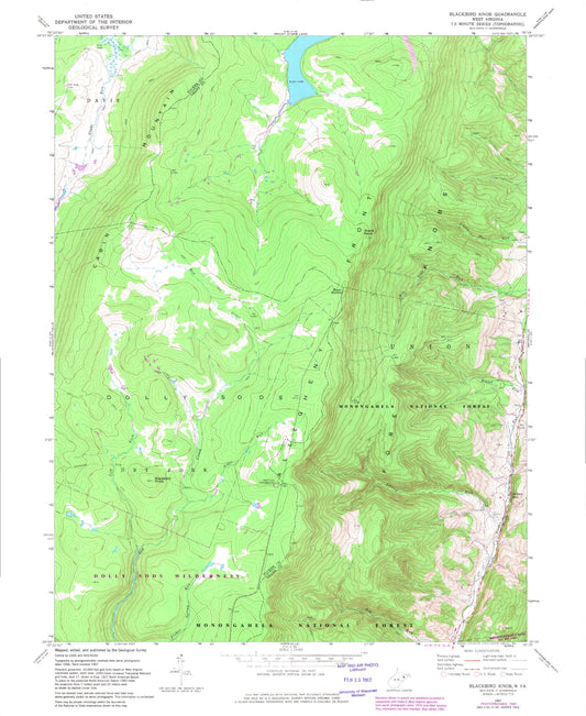 USGS Classic Blackbird Knob West Virginia 7.5'x7.5' Topo Map Image