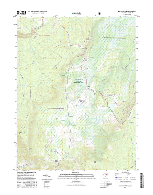 Blackwater Falls West Virginia US Topo Map Image