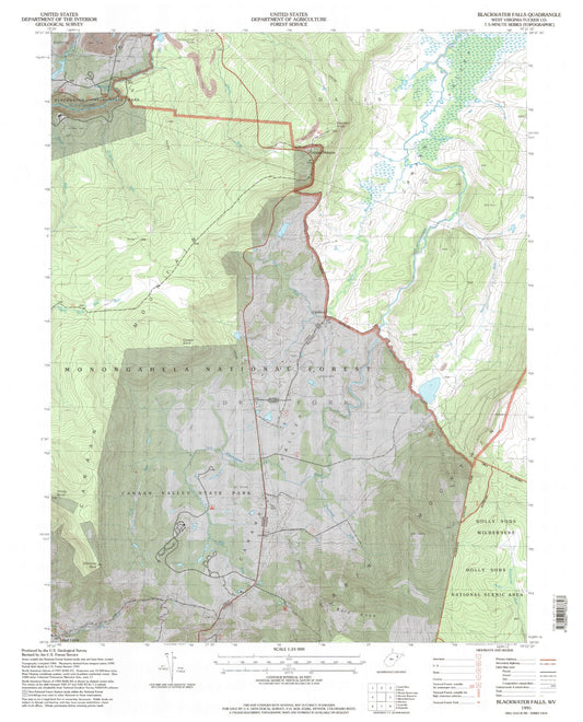 Classic USGS Blackwater Falls West Virginia 7.5'x7.5' Topo Map Image