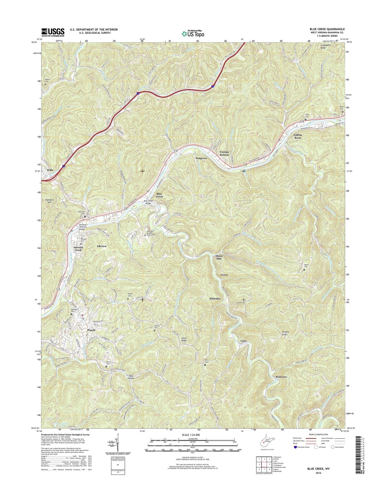 Blue Creek West Virginia US Topo Map Image