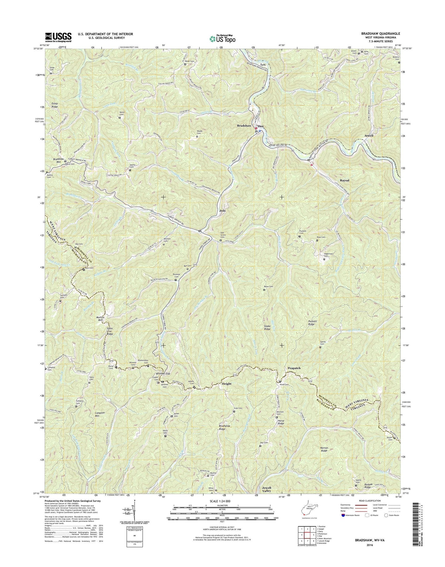 Bradshaw West Virginia US Topo Map Image
