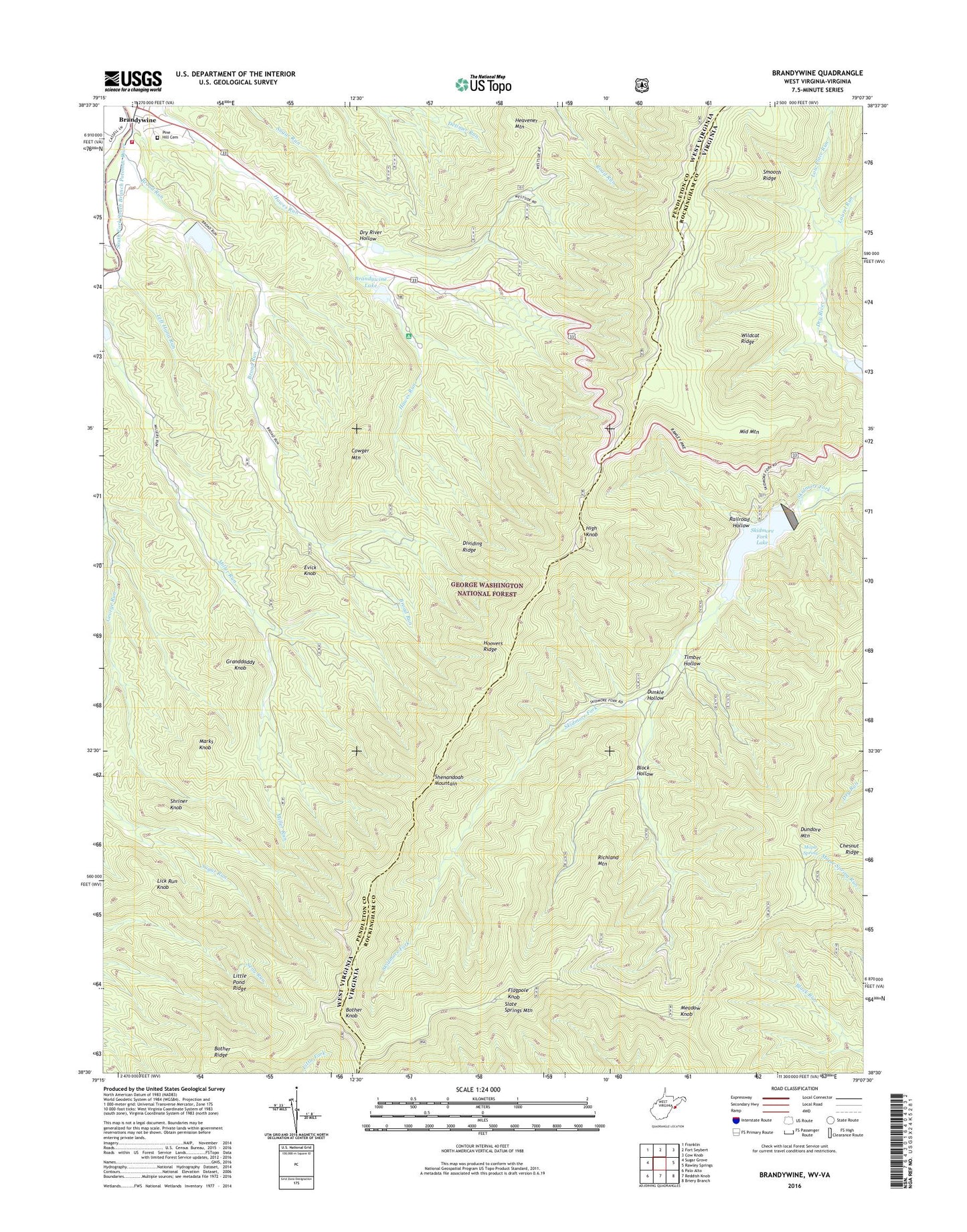 Brandywine West Virginia US Topo Map Image