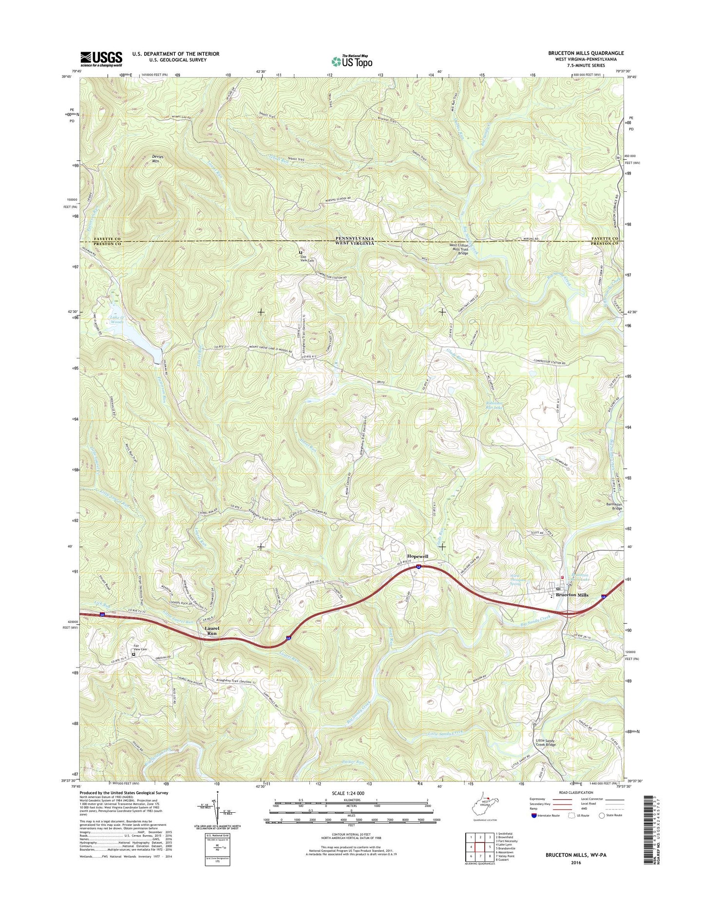 Bruceton Mills West Virginia US Topo Map Image