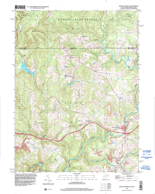 Classic USGS Bruceton Mills West Virginia 7.5'x7.5' Topo Map Image