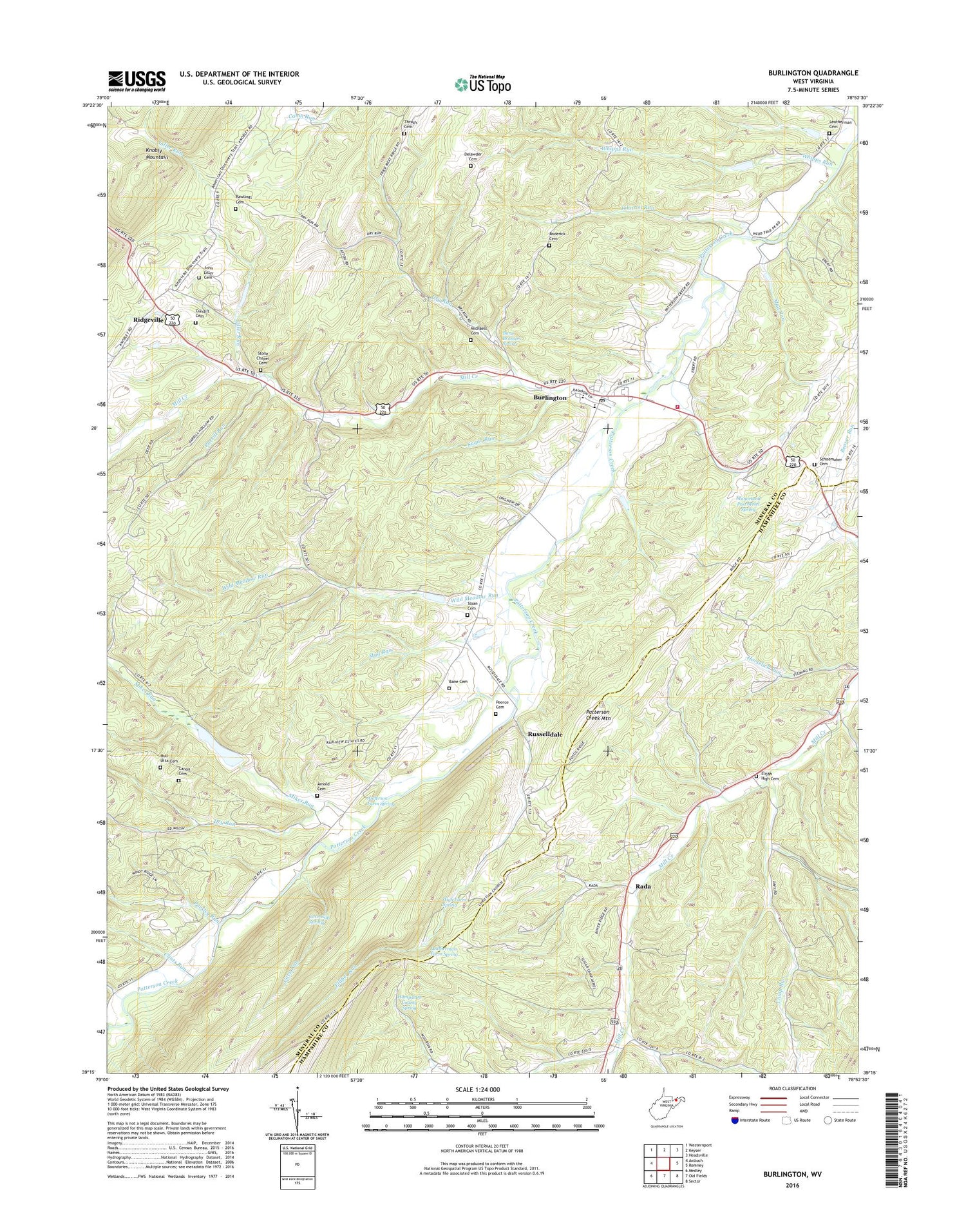 Burlington West Virginia US Topo Map Image