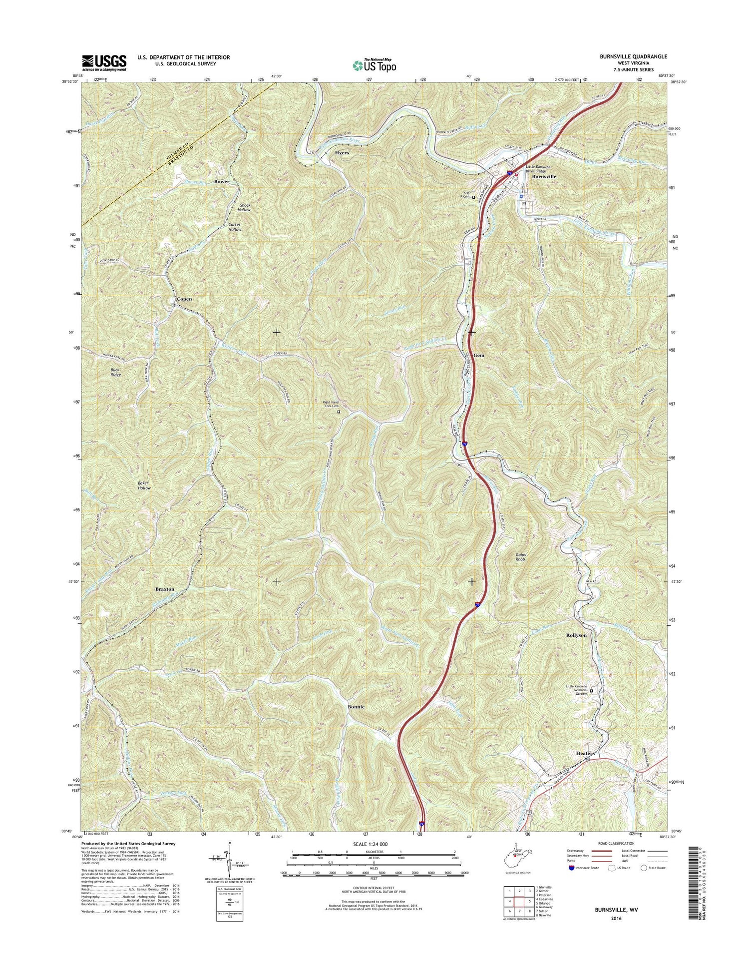 Burnsville West Virginia US Topo Map Image