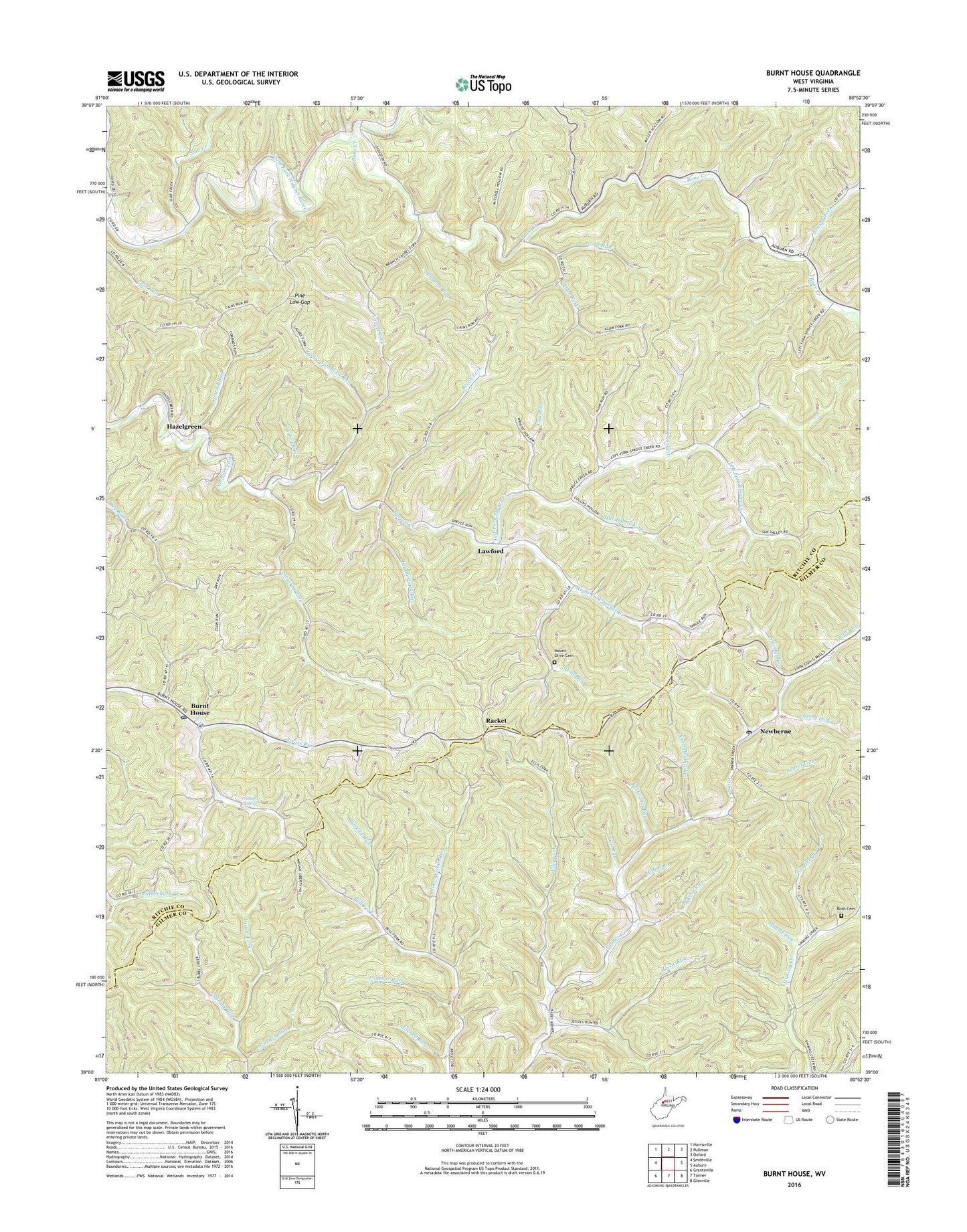 Burnt House West Virginia US Topo Map Image