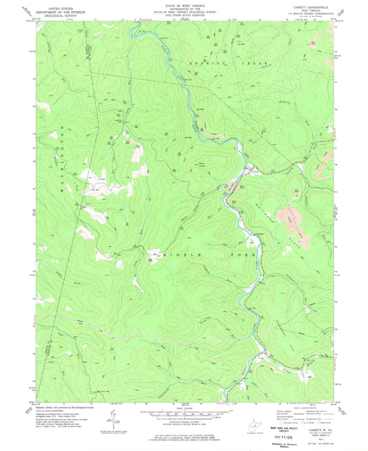 Classic USGS Cassity West Virginia 7.5'x7.5' Topo Map Image