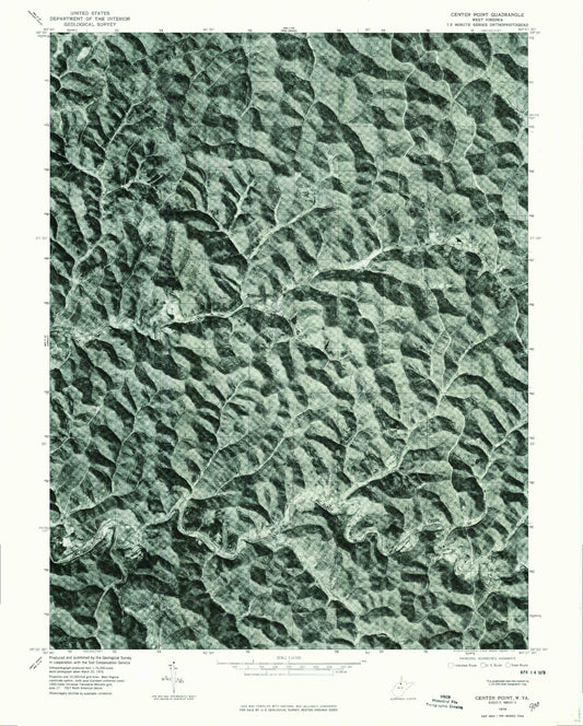 Classic USGS Center Point West Virginia 7.5'x7.5' Topo Map Image