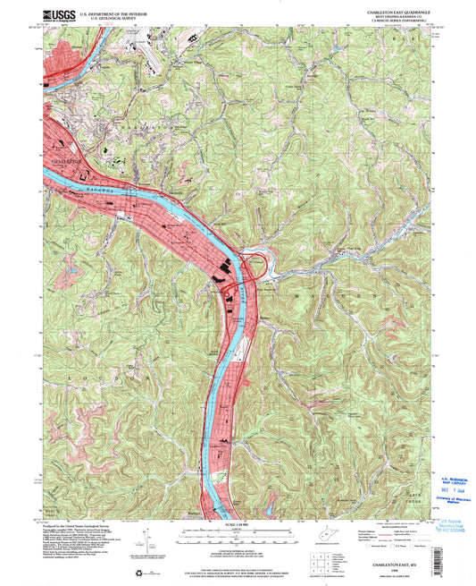 Classic USGS Charleston East West Virginia 7.5'x7.5' Topo Map Image
