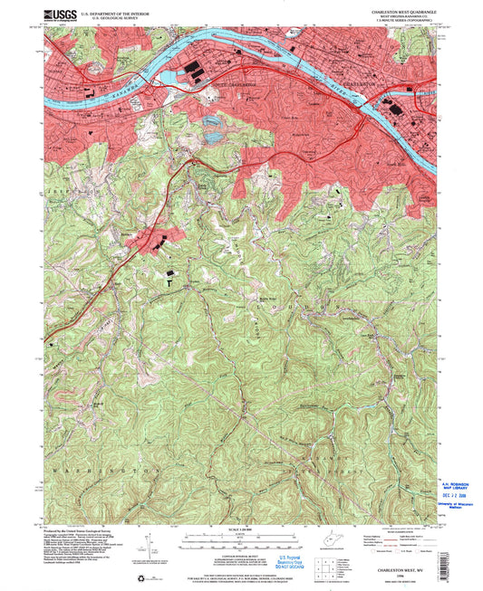 Classic USGS Charleston West West Virginia 7.5'x7.5' Topo Map Image