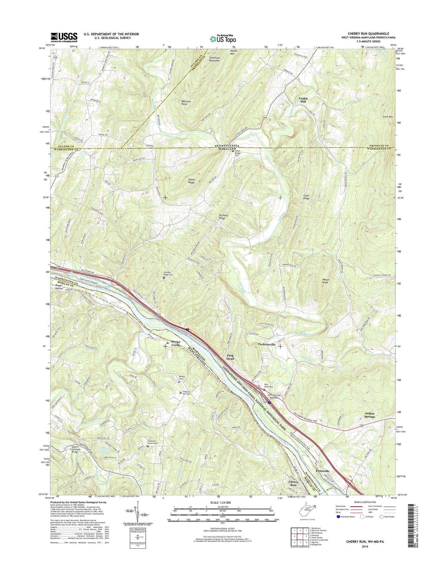 Cherry Run West Virginia US Topo Map Image