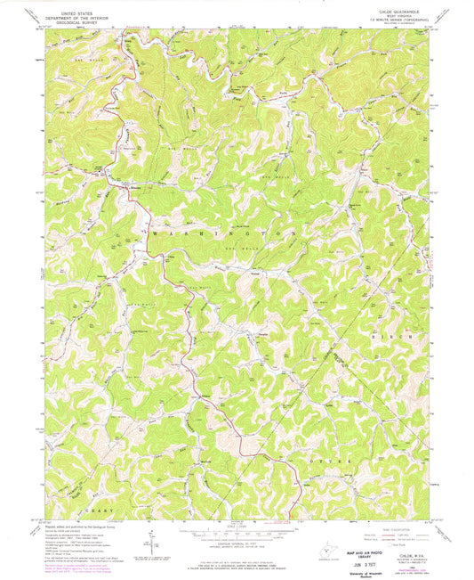 Classic USGS Chloe West Virginia 7.5'x7.5' Topo Map Image