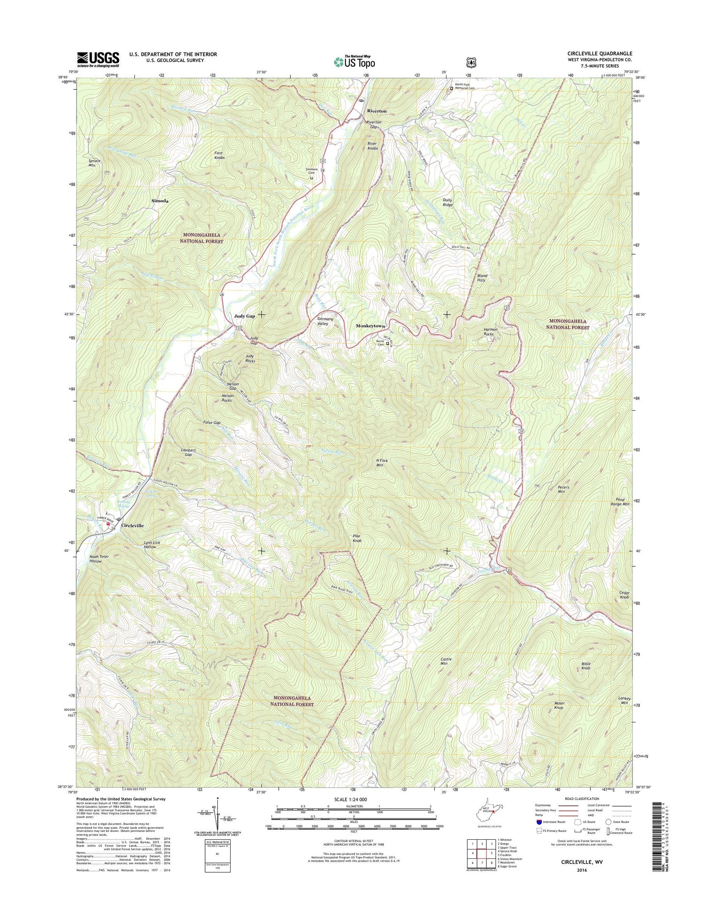 Circleville West Virginia US Topo Map Image
