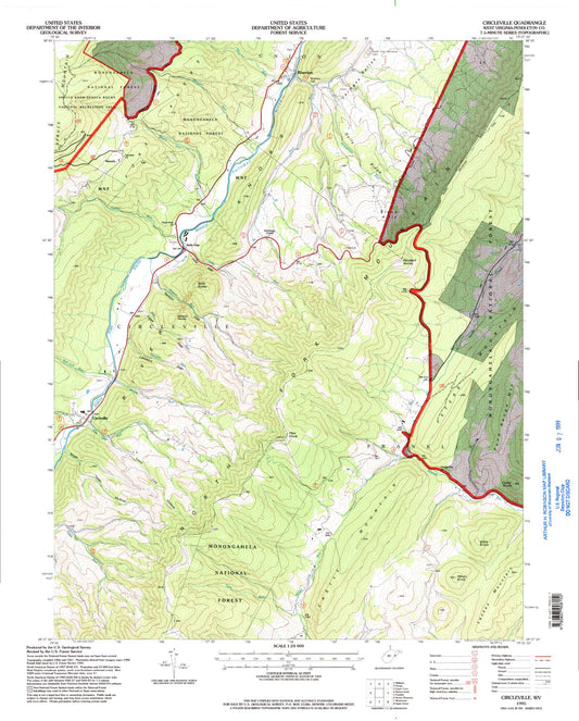 Classic USGS Circleville West Virginia 7.5'x7.5' Topo Map Image