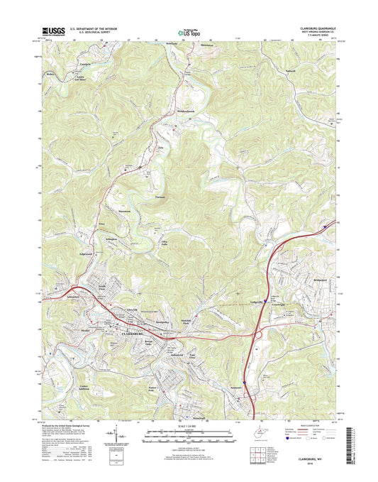 Clarksburg West Virginia US Topo Map Image