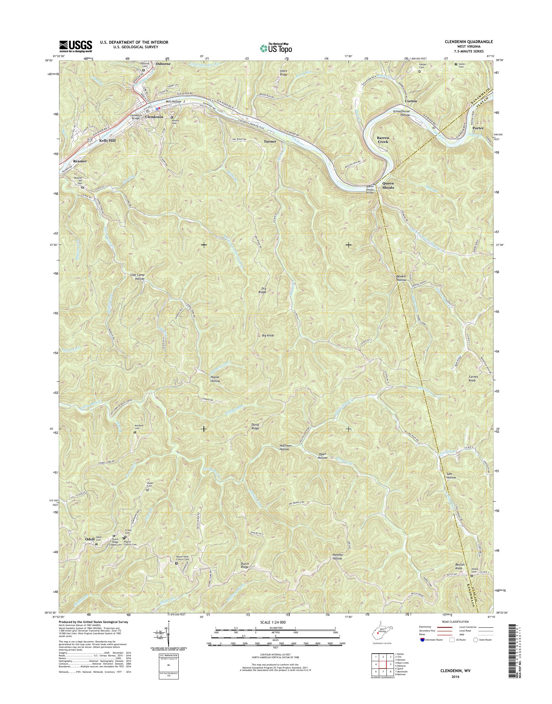 Clendenin West Virginia US Topo Map MyTopo Map Store