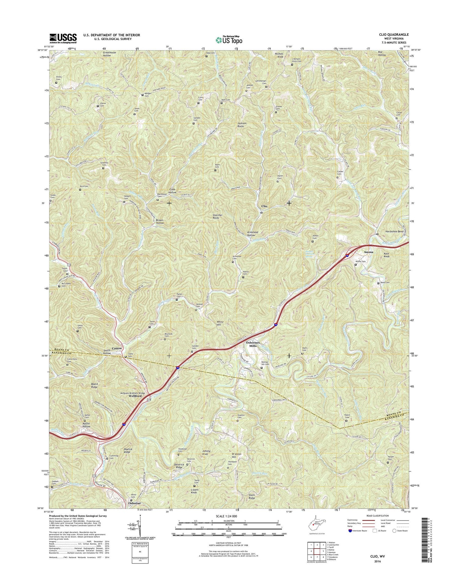 Clio West Virginia US Topo Map Image