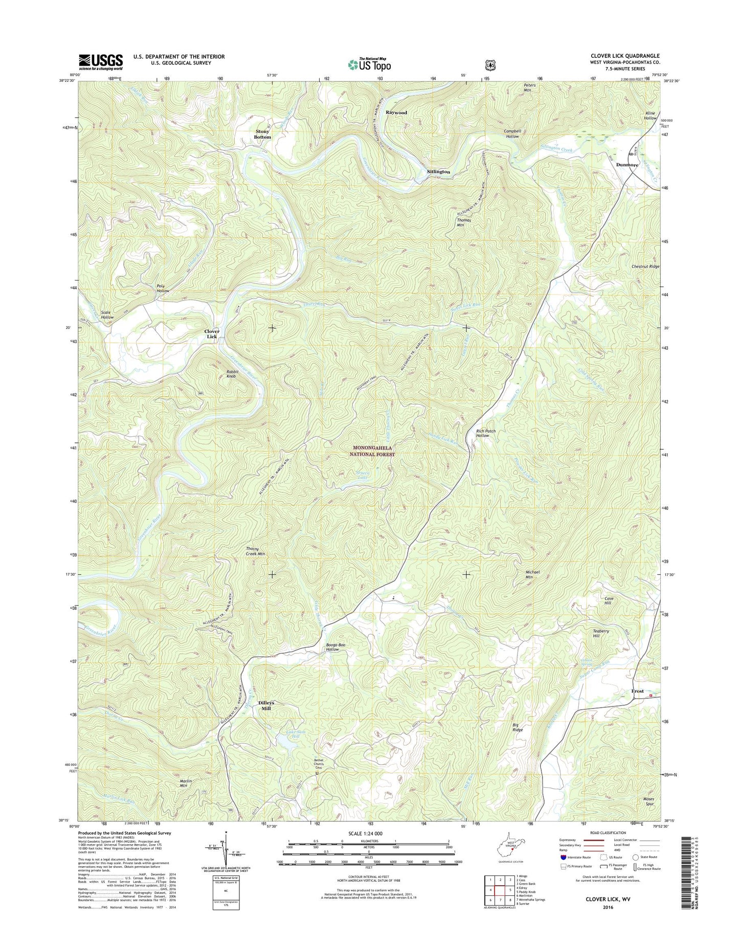 Clover Lick West Virginia US Topo Map Image