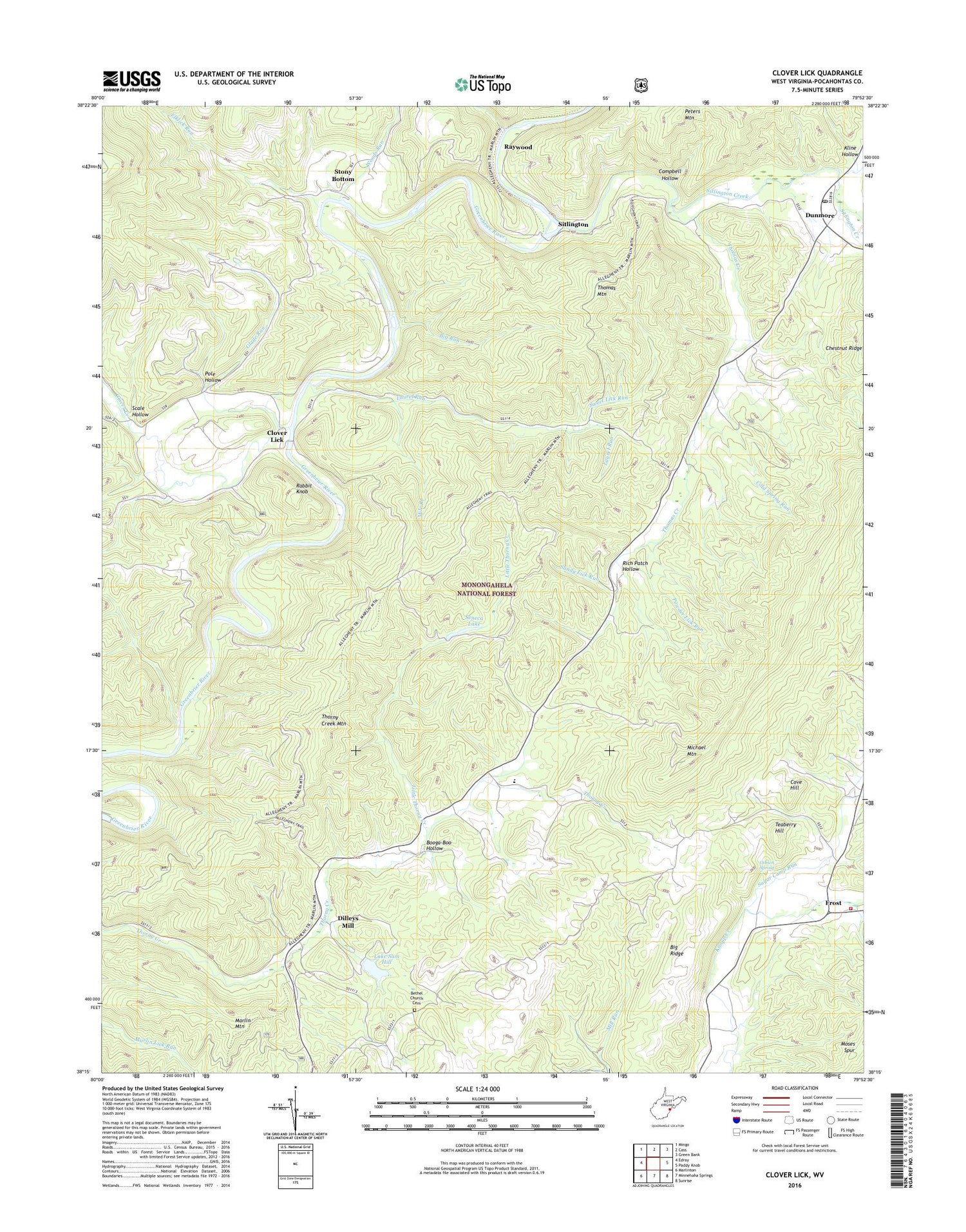 Clover Lick West Virginia US Topo Map Image