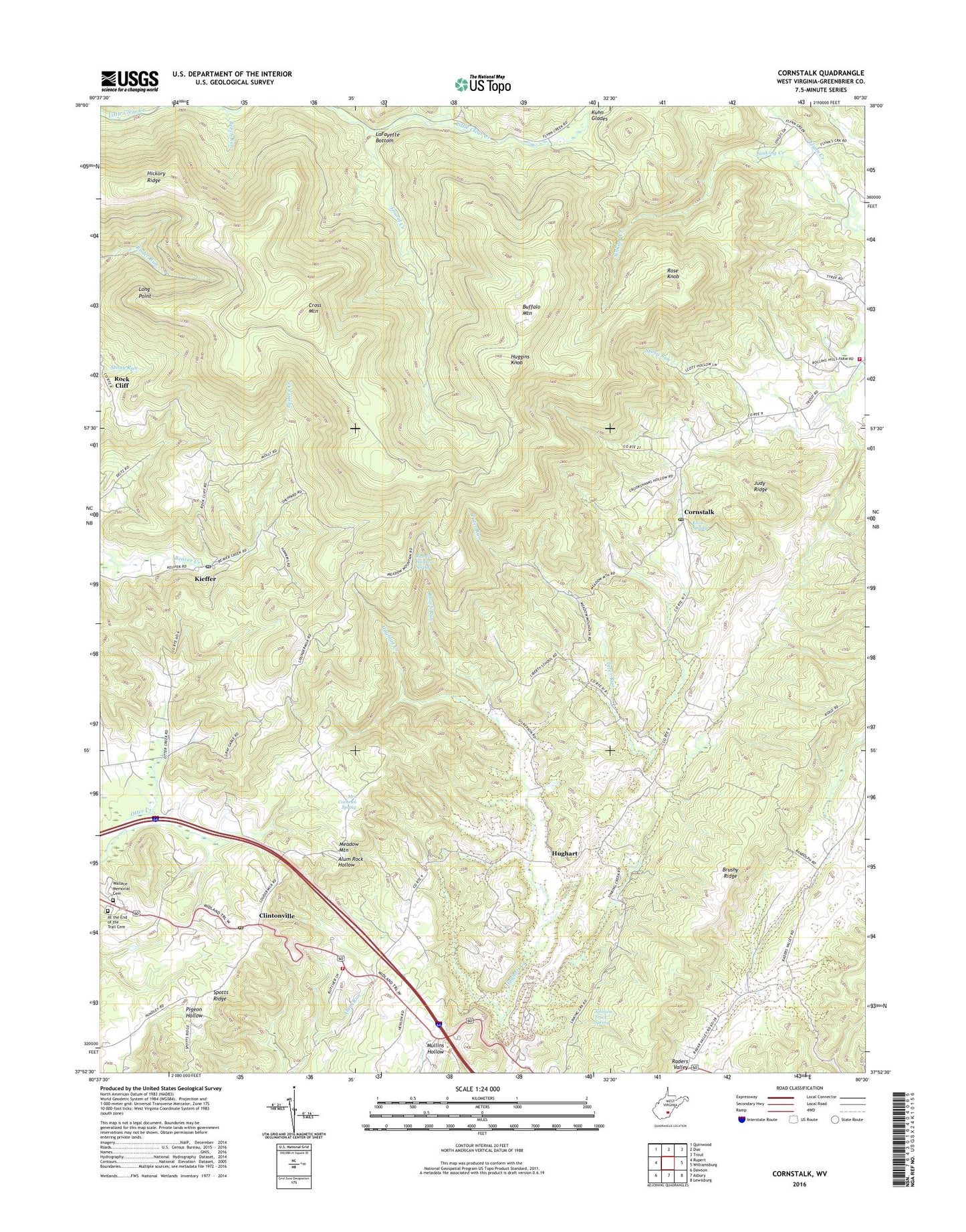 Cornstalk West Virginia US Topo Map Image