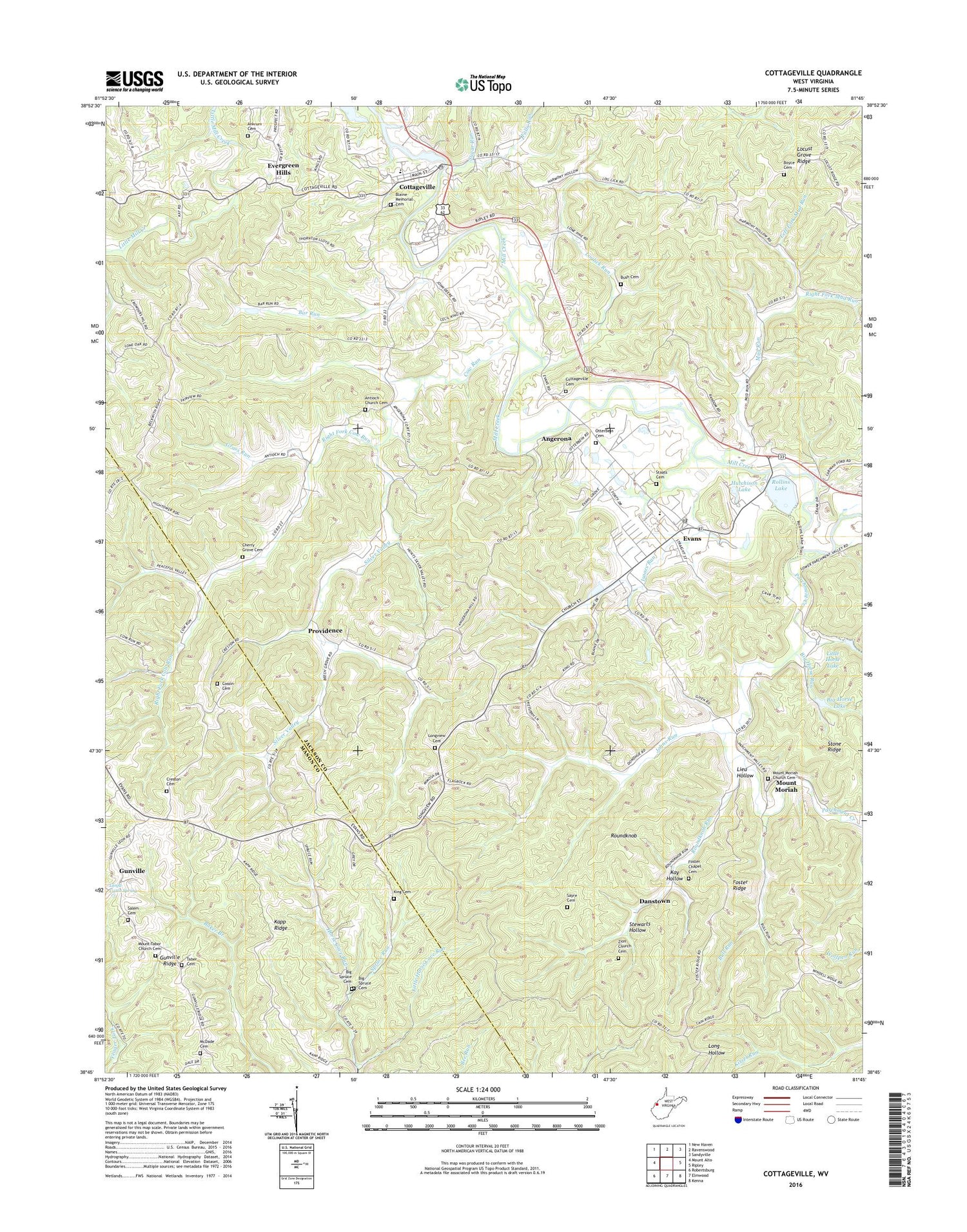 Cottageville West Virginia US Topo Map Image