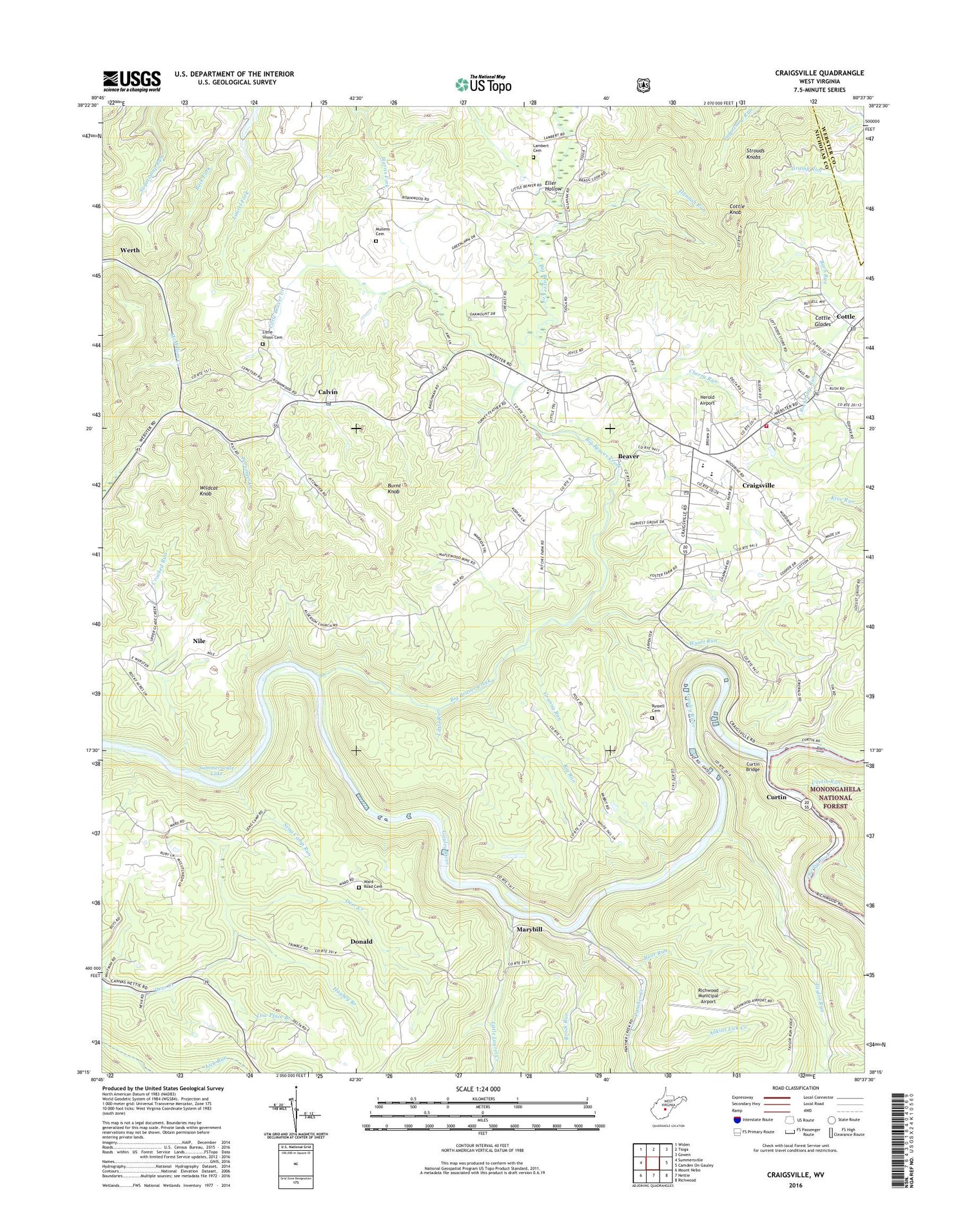 Craigsville West Virginia US Topo Map Image