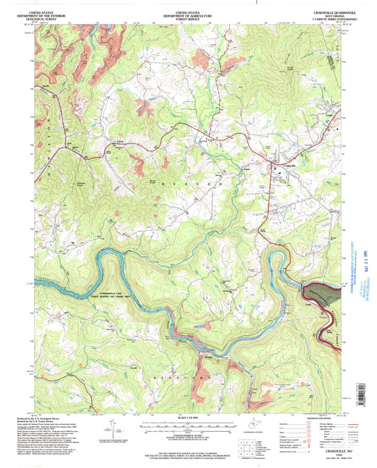 Classic USGS Craigsville West Virginia 7.5'x7.5' Topo Map Image