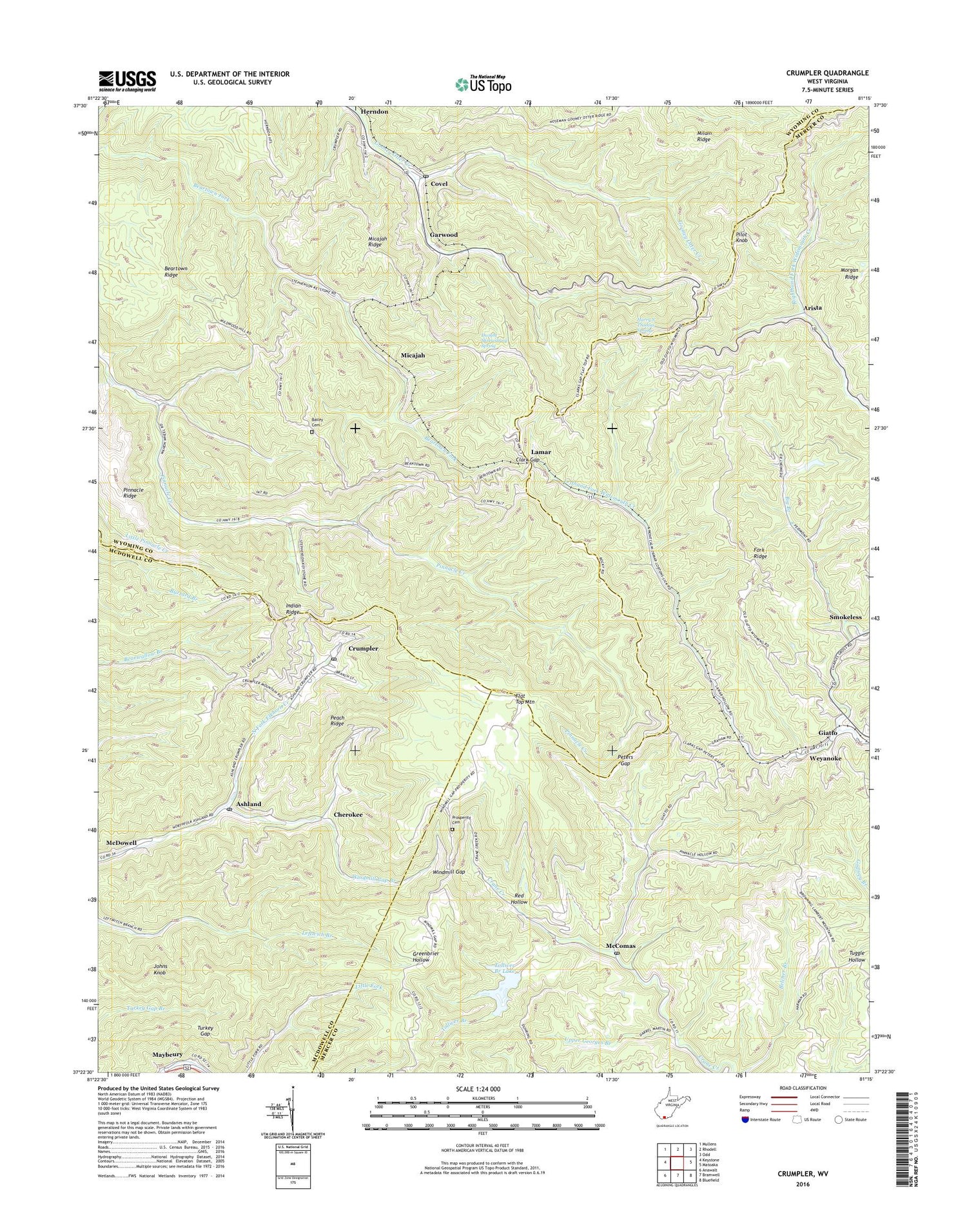 Crumpler West Virginia US Topo Map Image