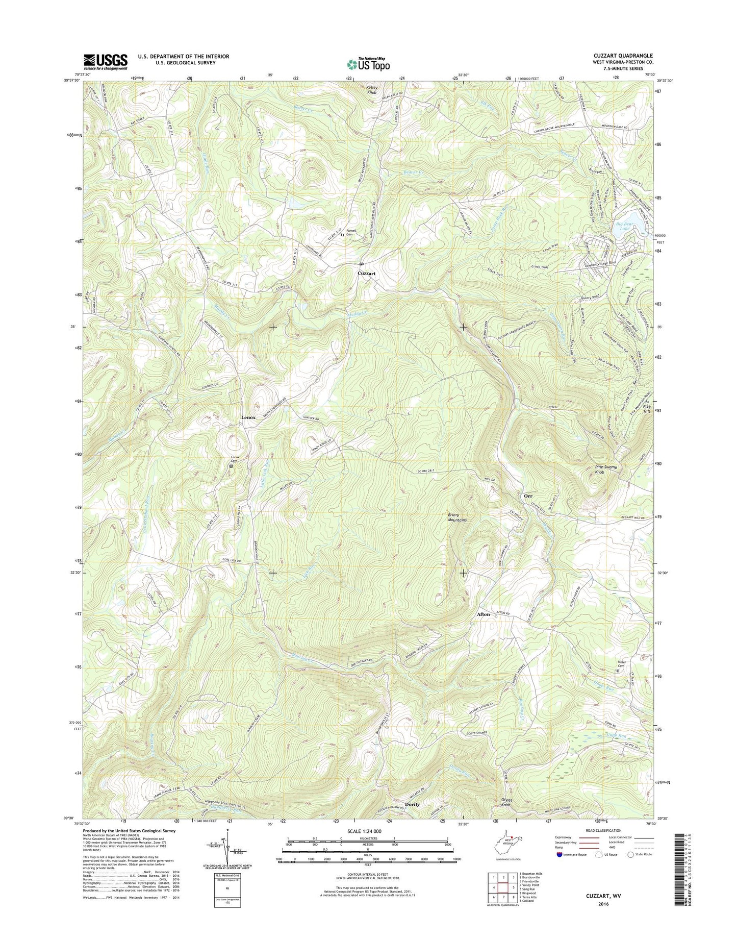 Cuzzart West Virginia US Topo Map Image