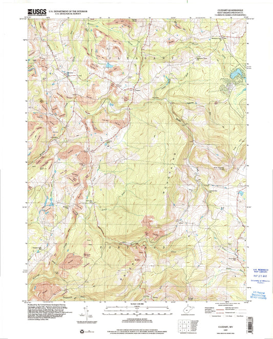 Classic USGS Cuzzart West Virginia 7.5'x7.5' Topo Map Image