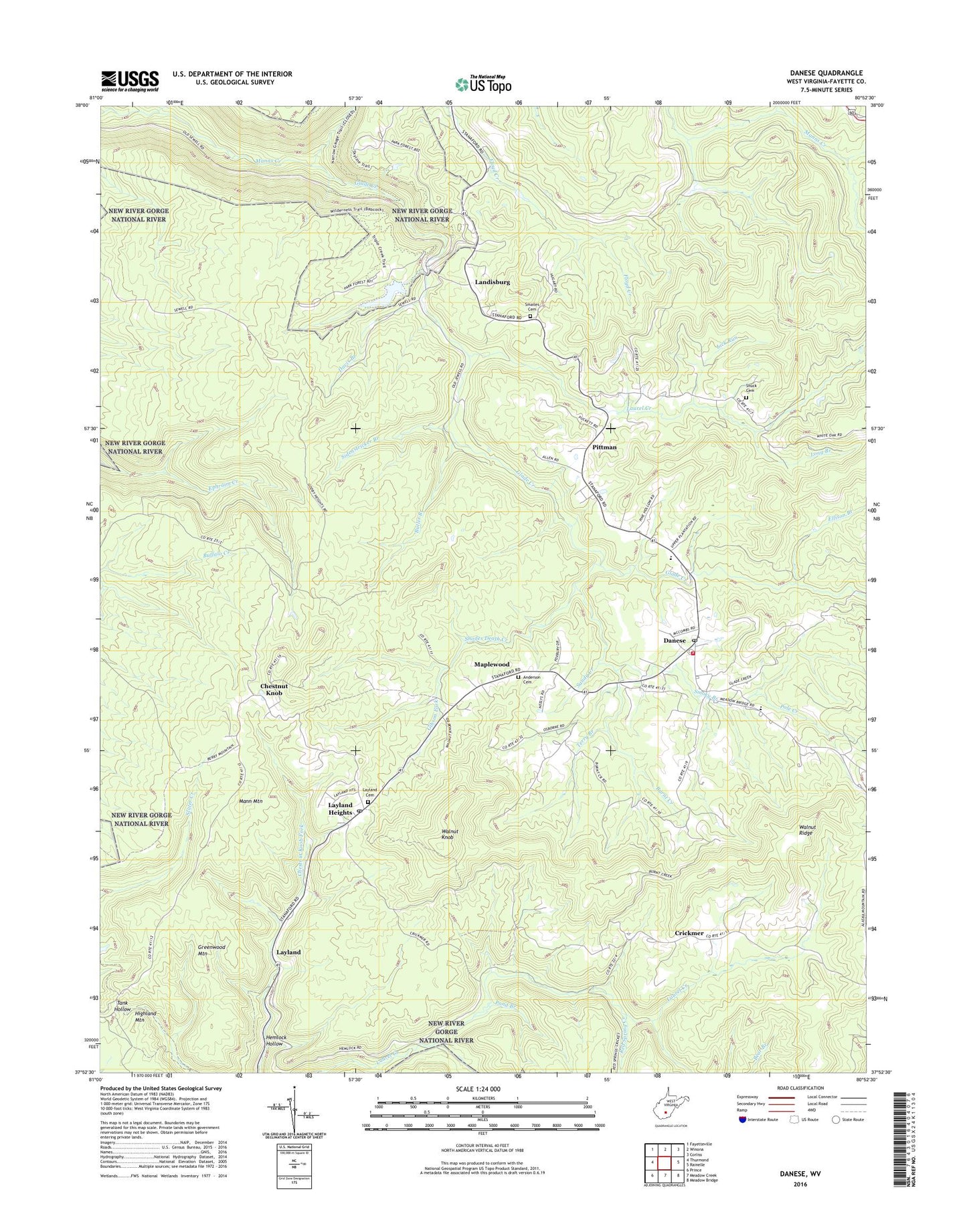 Danese West Virginia US Topo Map Image