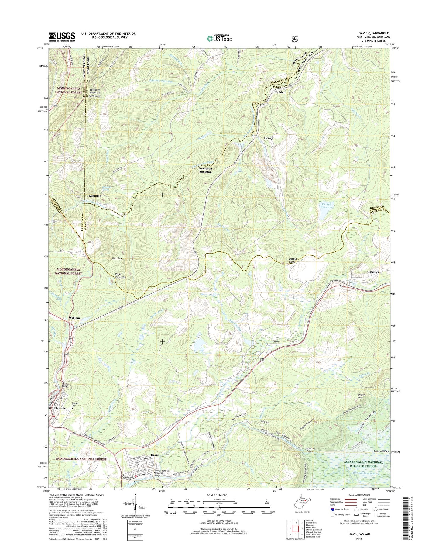 Davis West Virginia US Topo Map Image
