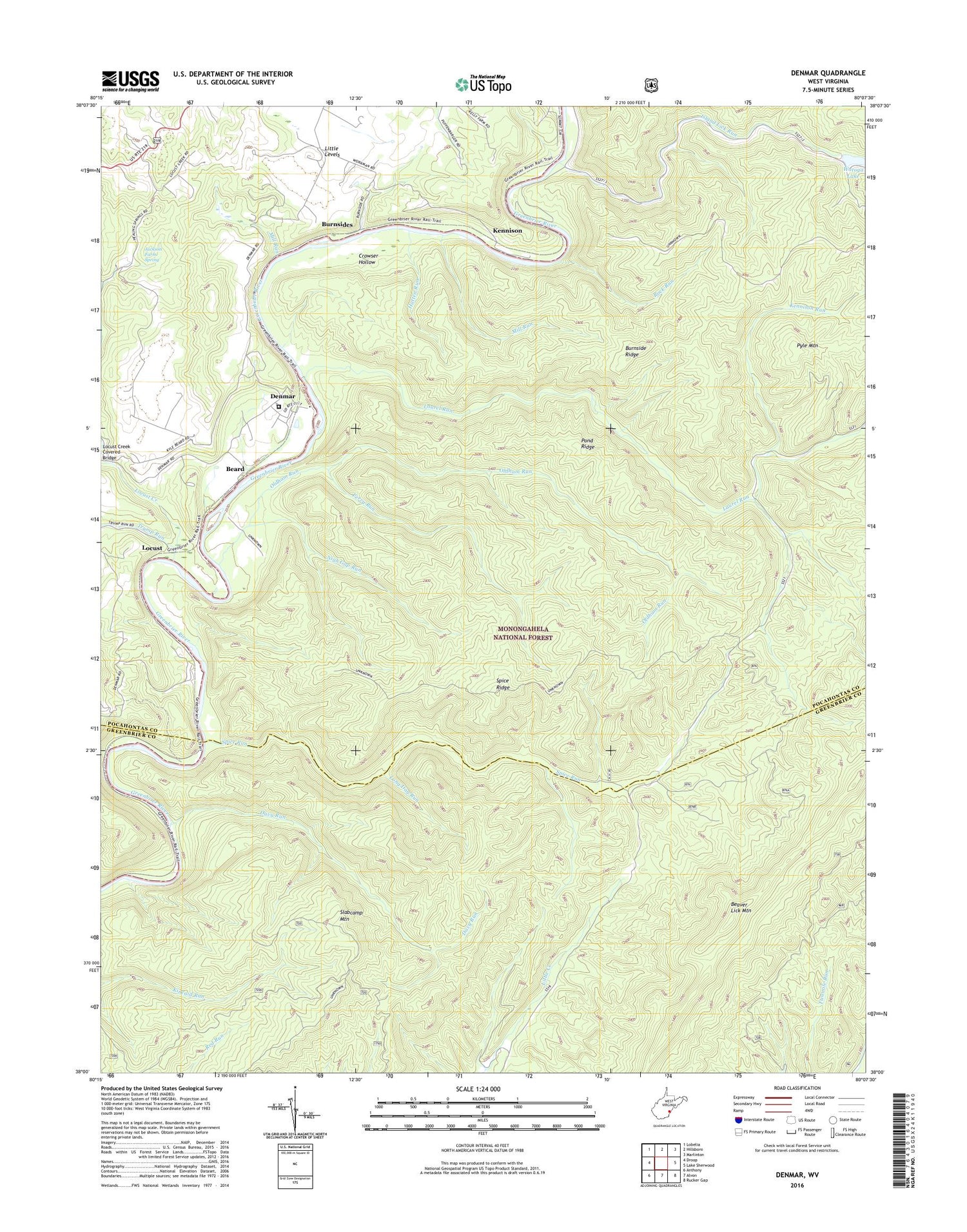 Denmar West Virginia US Topo Map Image