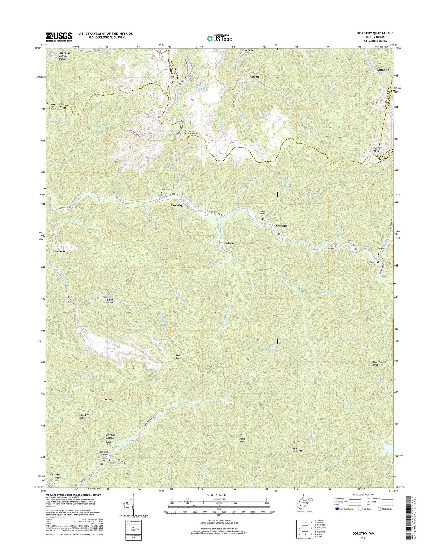 Dorothy West Virginia US Topo Map Image