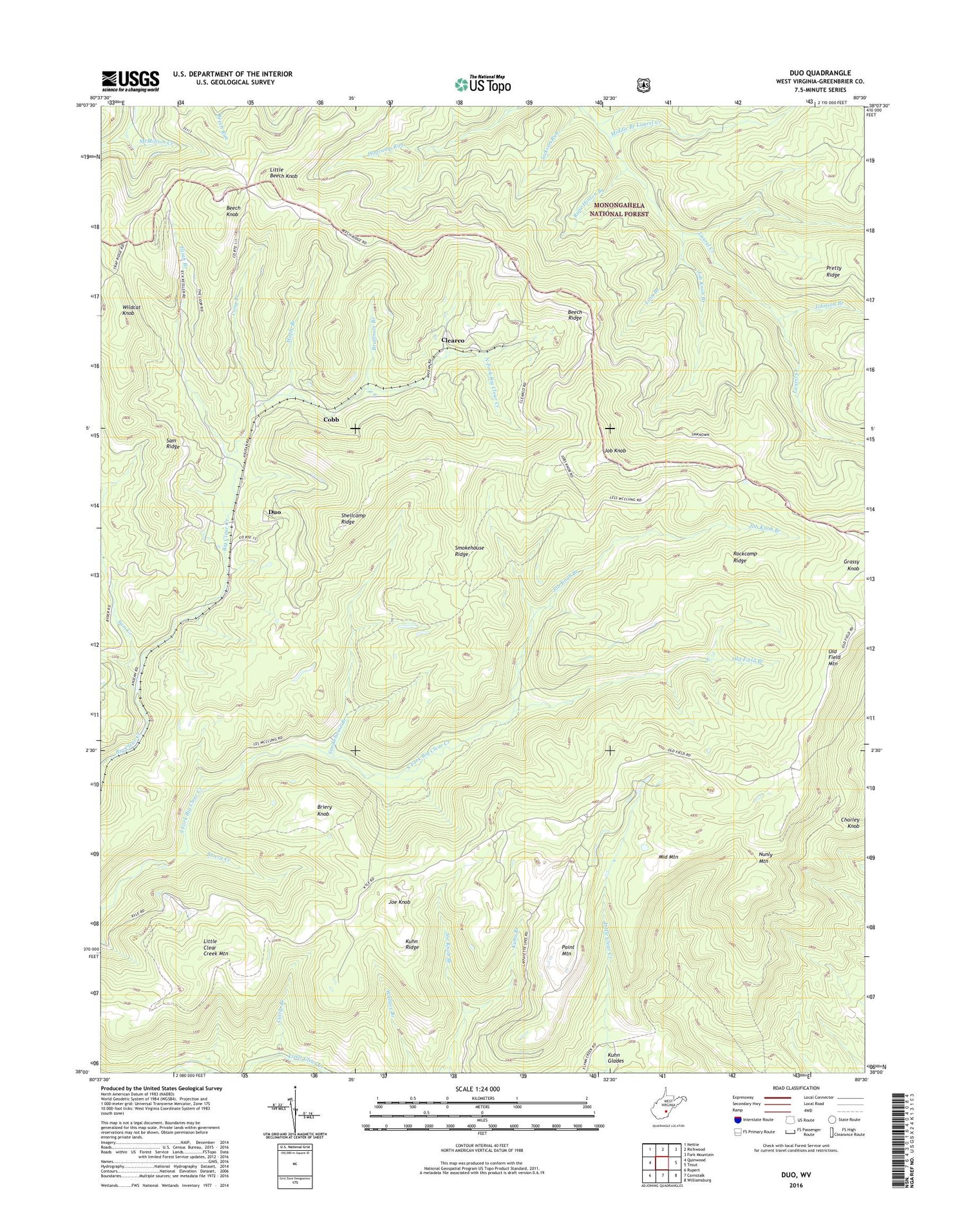 Duo West Virginia US Topo Map Image