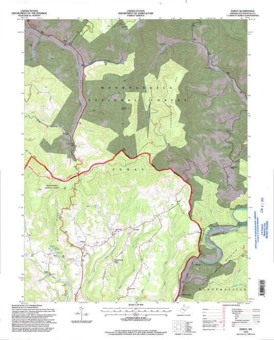 Classic USGS Edray West Virginia 7.5'x7.5' Topo Map Image