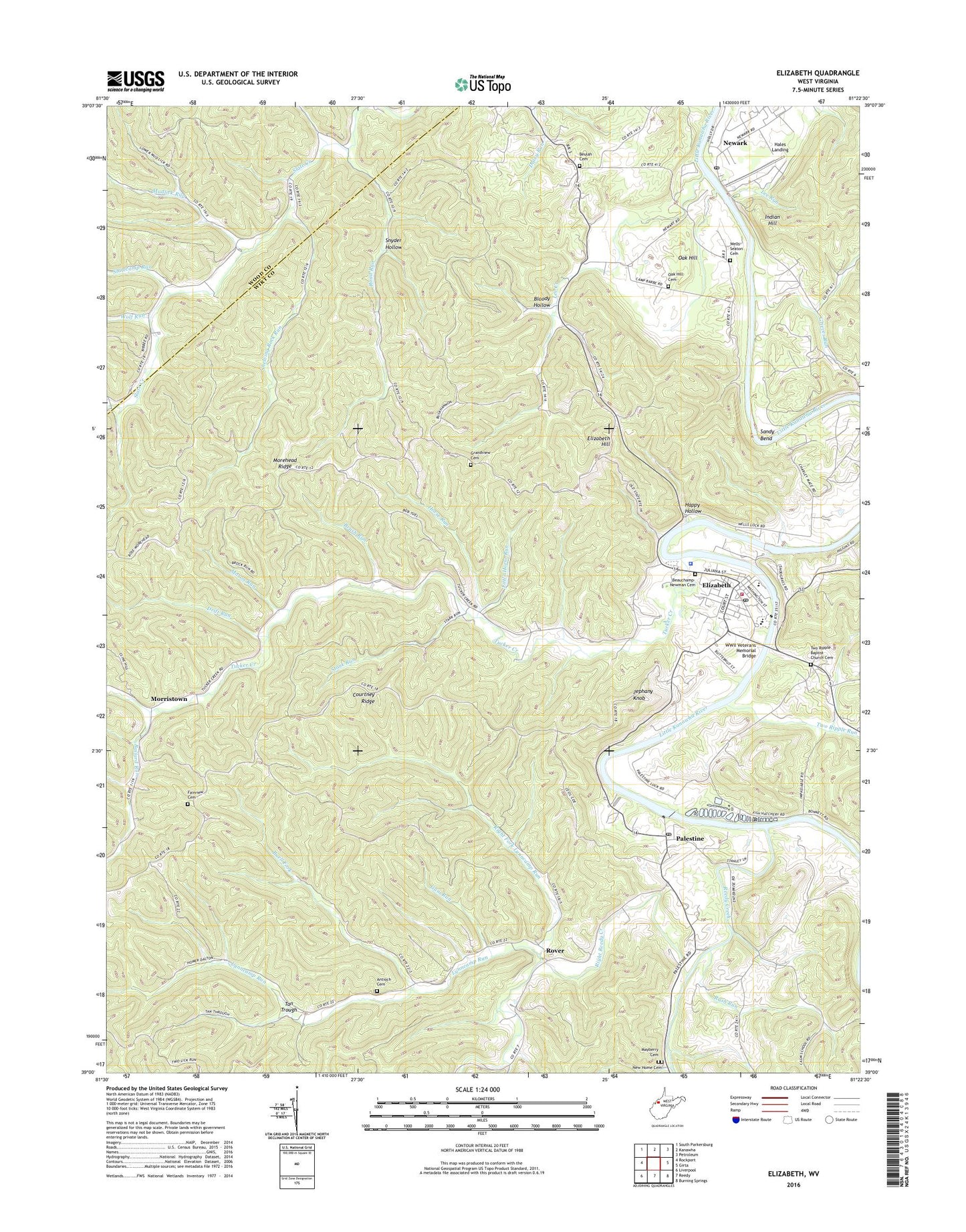 Elizabeth West Virginia US Topo Map Image