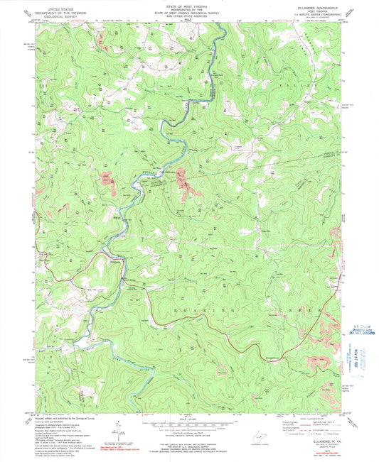 Classic USGS Ellamore West Virginia 7.5'x7.5' Topo Map Image