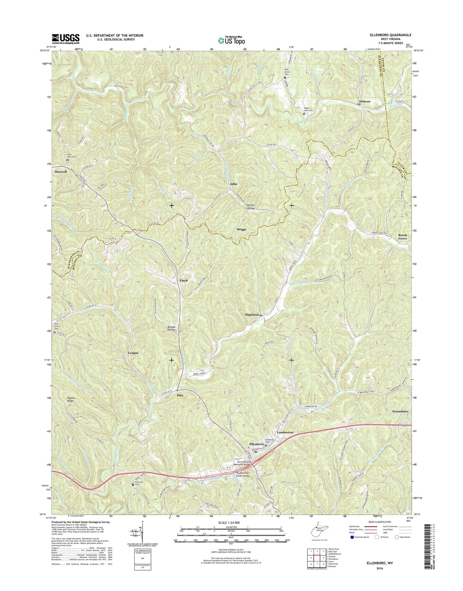 Ellenboro West Virginia US Topo Map Image