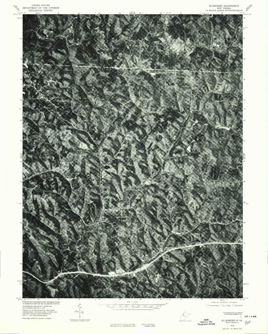 Classic USGS Ellenboro West Virginia 7.5'x7.5' Topo Map Image