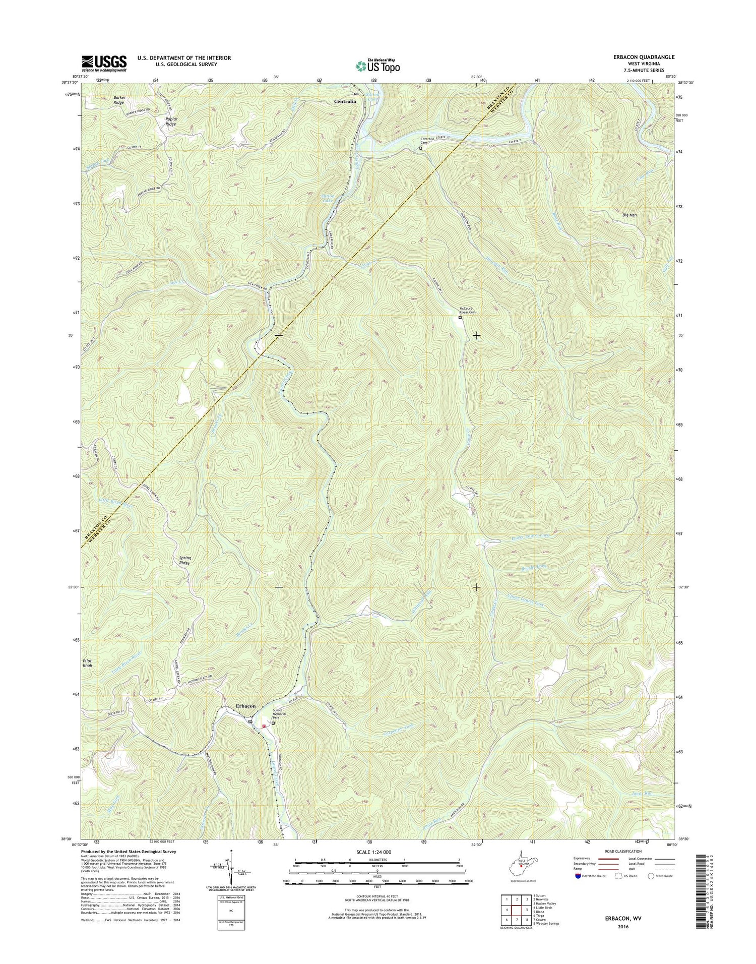 Erbacon West Virginia US Topo Map Image