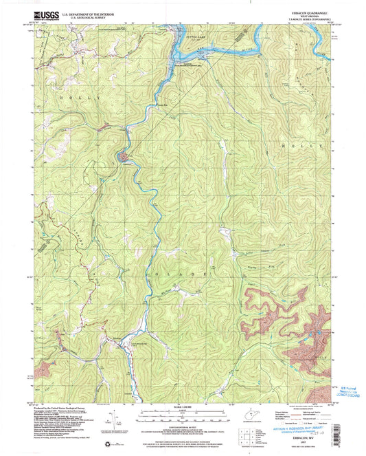Classic USGS Erbacon West Virginia 7.5'x7.5' Topo Map Image