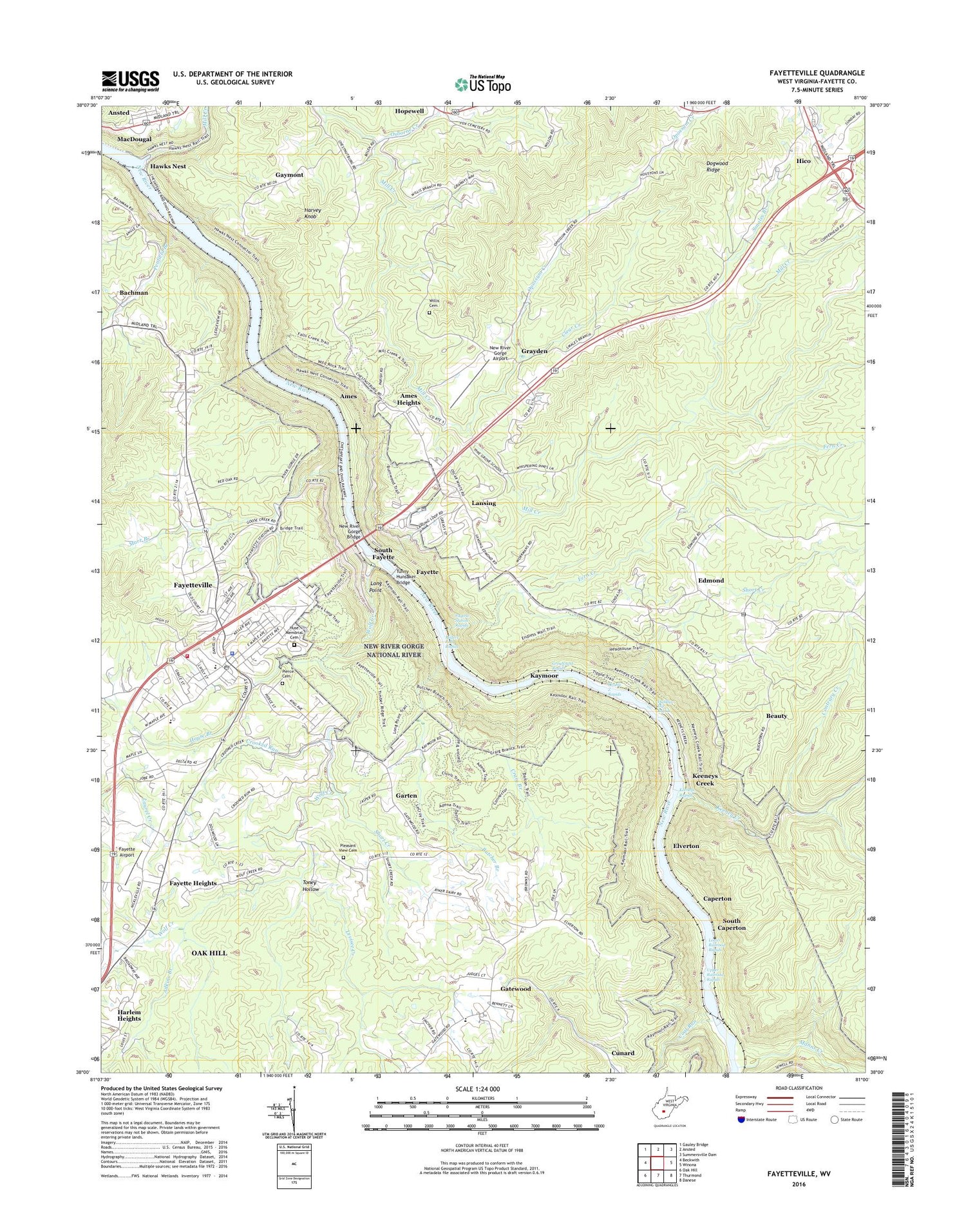Fayetteville West Virginia US Topo Map Image