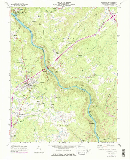 Classic USGS Fayetteville West Virginia 7.5'x7.5' Topo Map Image